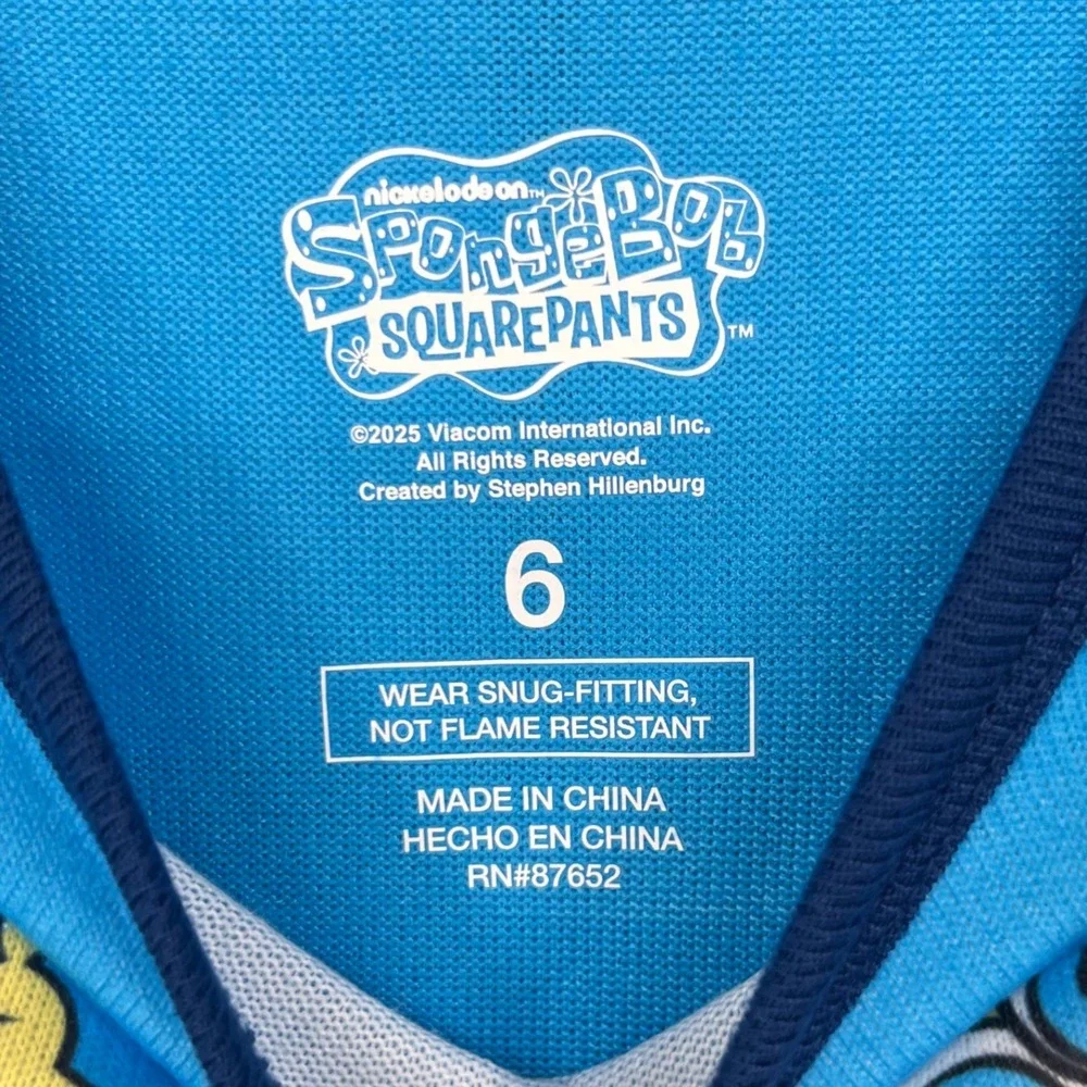 Spongebob Squarepants Boys Pajamas Set Size 6 Blue‎ Long Sleeve Cartoon Gift NEW